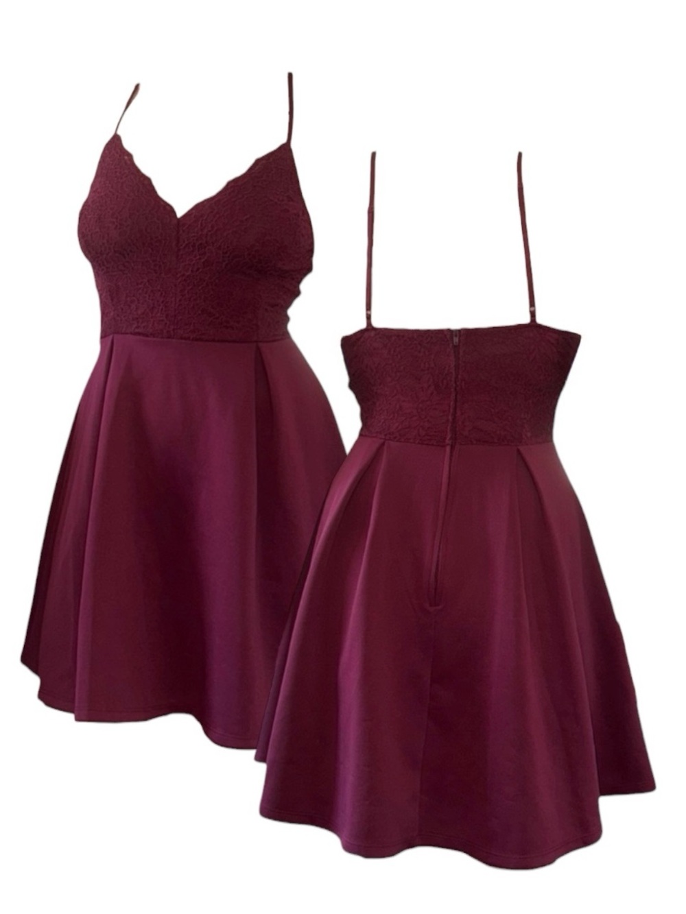 NWOT Burgundy Lace Spaghetti Strap Dress